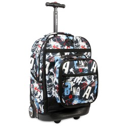 JWorld Duo Rolling Backpack With Detachable Lunch Box Set (18 Inch) Graffiti