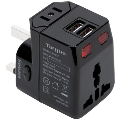 WORL TRAVEL POWER ADAPTER WITH DUAL USB CHARGIN PORTS